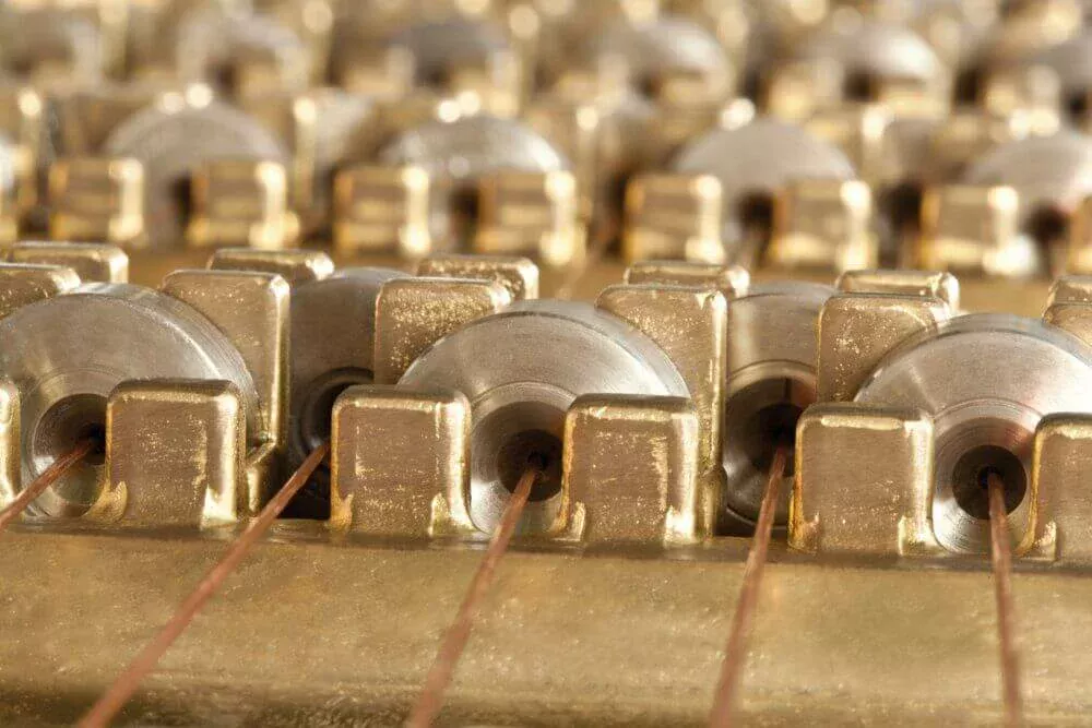 Copper wire hoist close-up