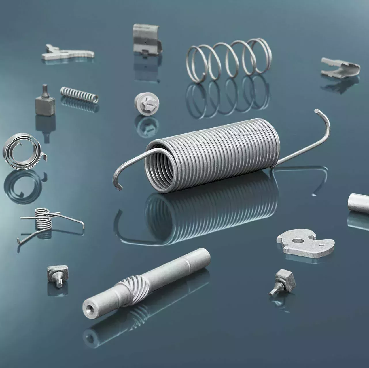 Metal parts scattered on the floor