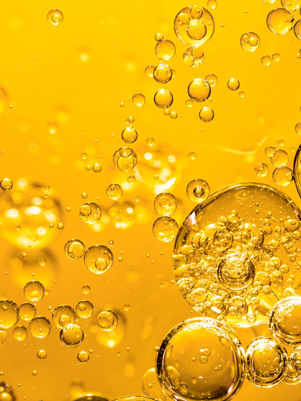 Yellow oil with bubbles