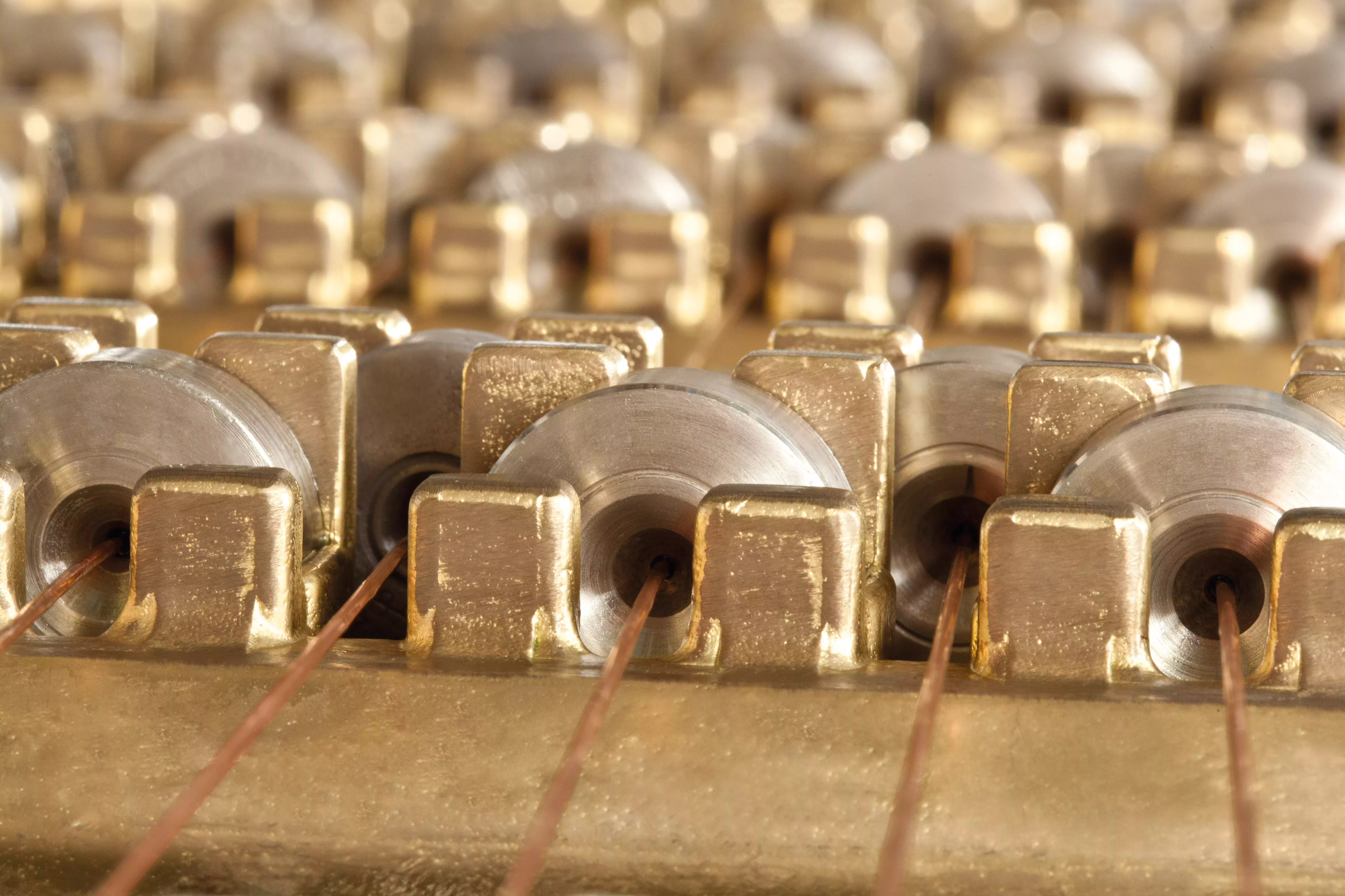 Copper wire hoist close-up