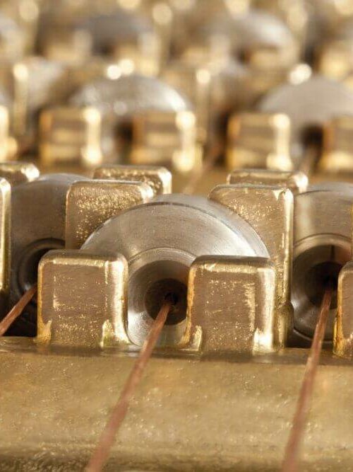 Copper wire hoist close-up