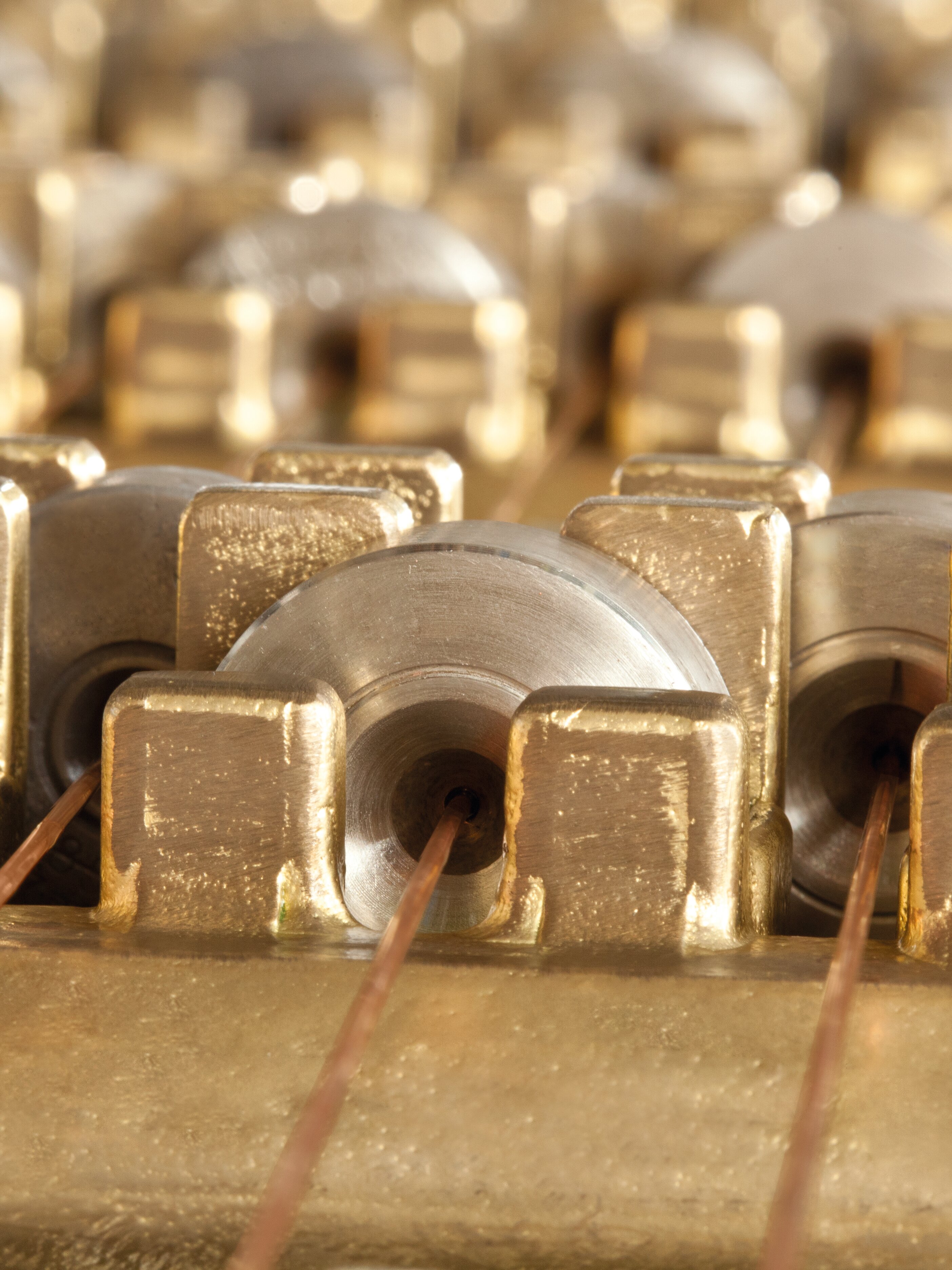 Copper wire hoist close-up