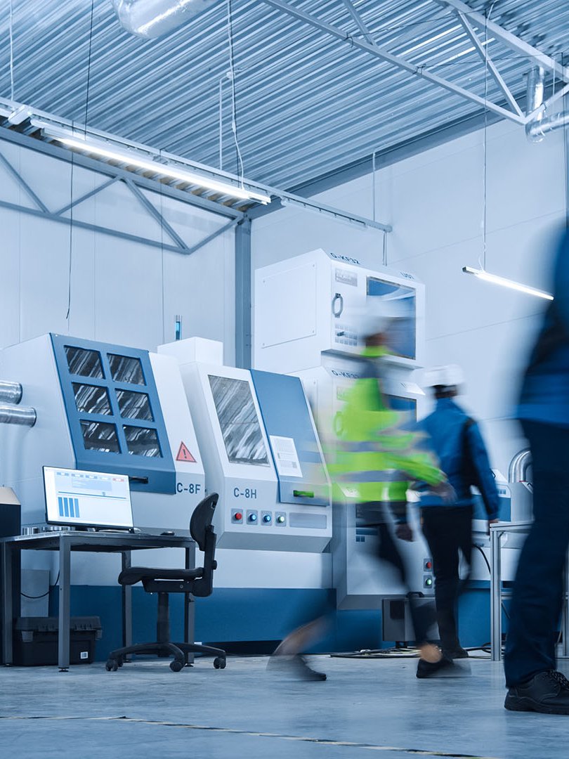 People work in safety suits