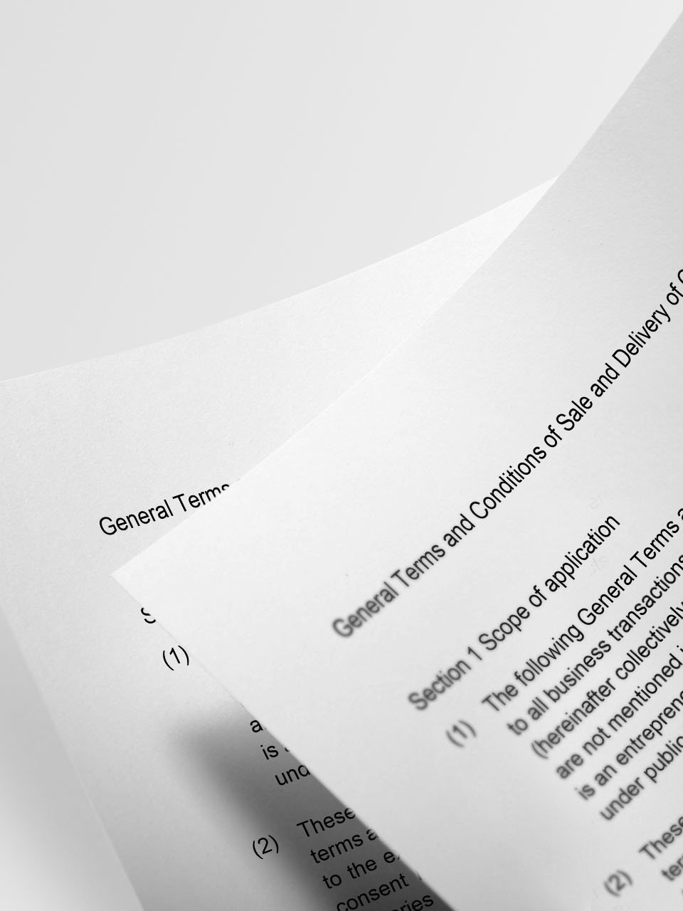 Two sheets with contract documents